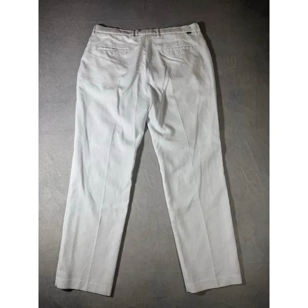 STACY ADAMS SOLID DRESS PANTS – TIMELESS WHITE SOPHISTICATION & COMFORT 38W32